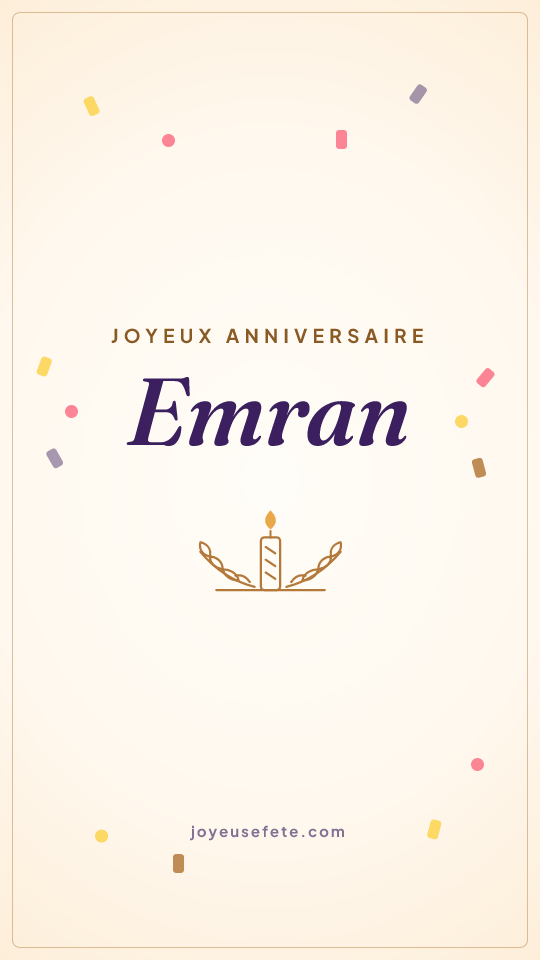 Image « Joyeux anniversaire Emran » au format story