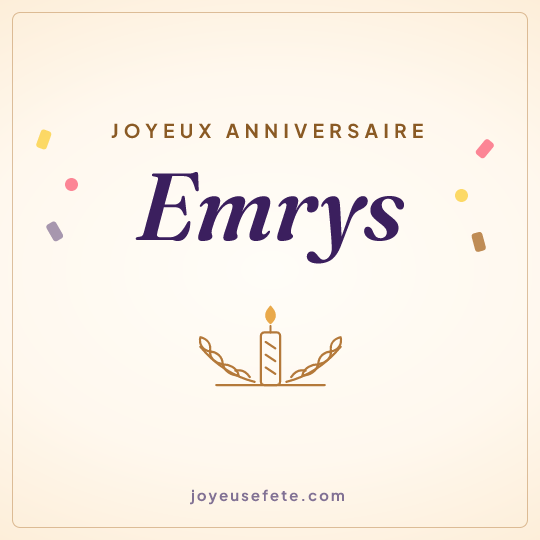 Image carrée « Joyeux anniversaire Emrys » pour WhatsApp