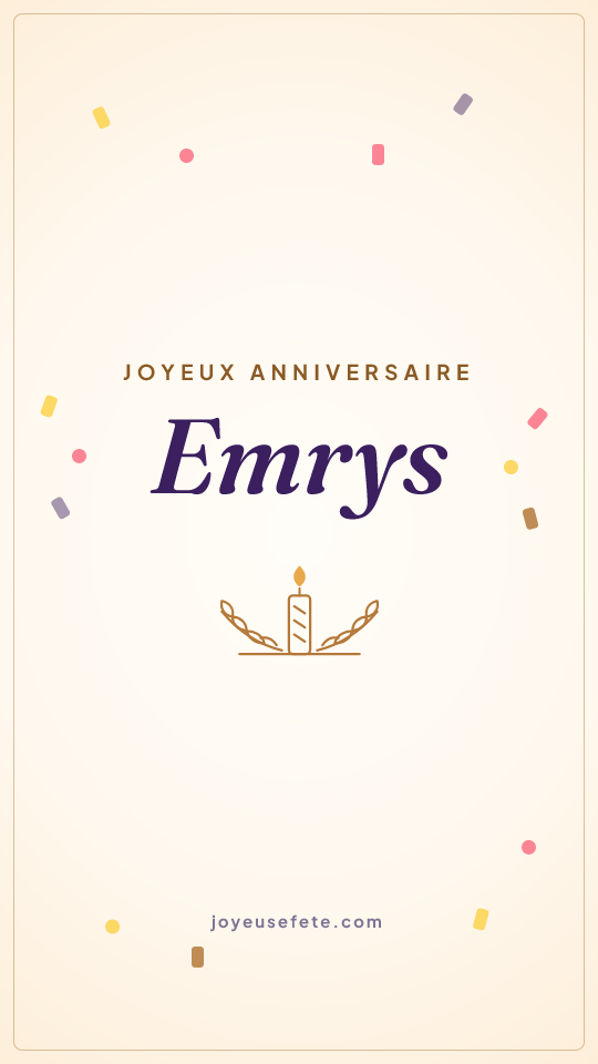 Image « Joyeux anniversaire Emrys » au format story