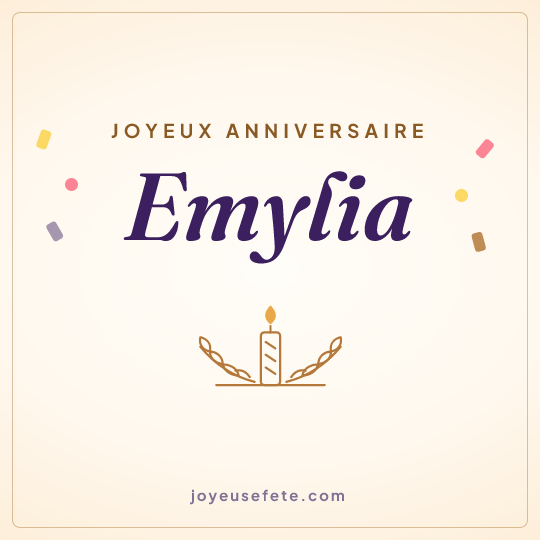 Image carrée « Joyeux anniversaire Emylia » pour WhatsApp