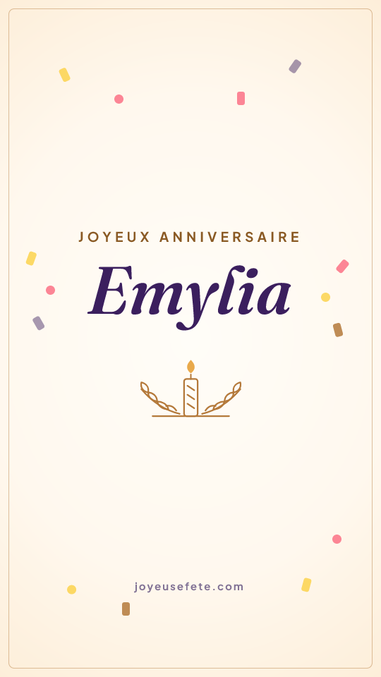 Image « Joyeux anniversaire Emylia » au format story