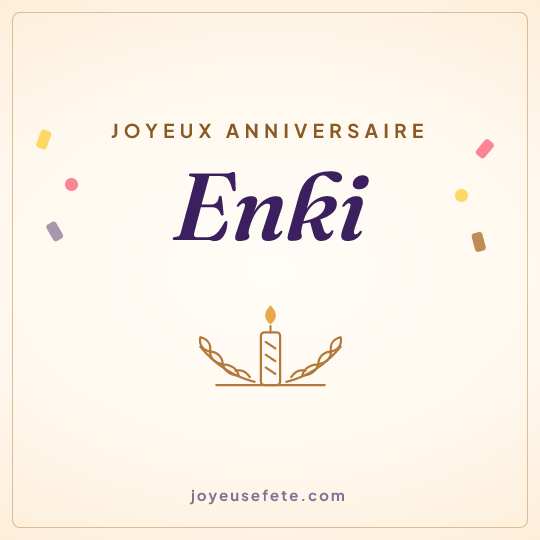 Image carrée « Joyeux anniversaire Enki » pour WhatsApp