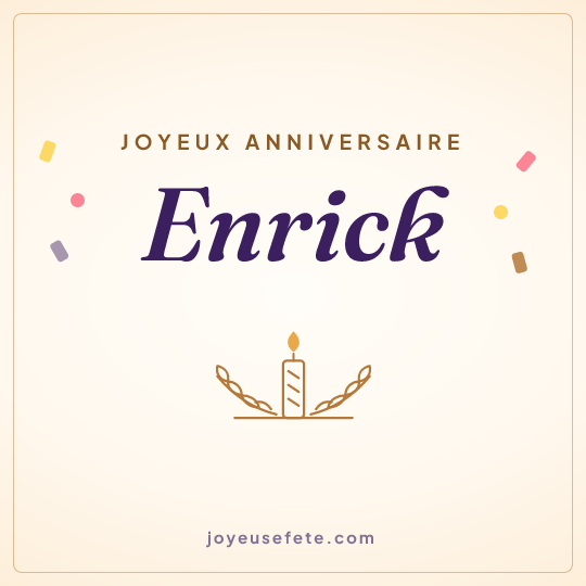 Image carrée « Joyeux anniversaire Enrick » pour WhatsApp