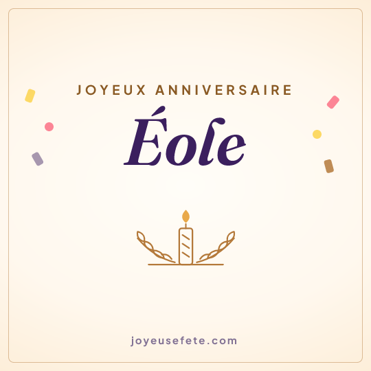 Image carrée « Joyeux anniversaire Éole » pour WhatsApp