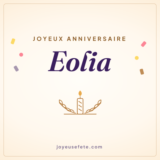 Image carrée « Joyeux anniversaire Eolia » pour WhatsApp