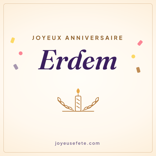 Image carrée « Joyeux anniversaire Erdem » pour WhatsApp