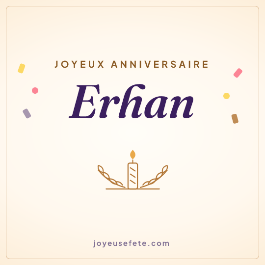 Image carrée « Joyeux anniversaire Erhan » pour WhatsApp
