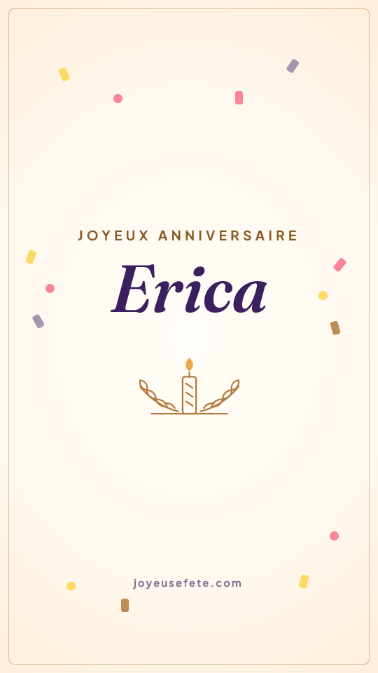 Image « Joyeux anniversaire Erica » au format story