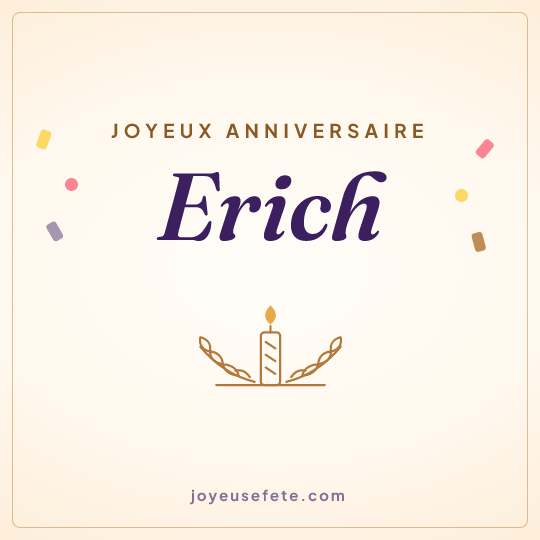 Image carrée « Joyeux anniversaire Erich » pour WhatsApp