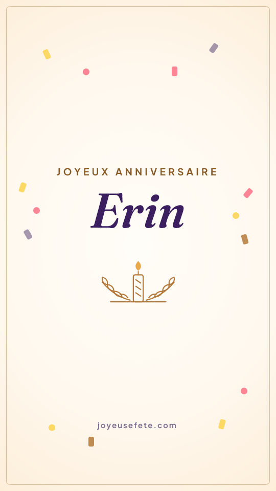 Image « Joyeux anniversaire Erin » au format story