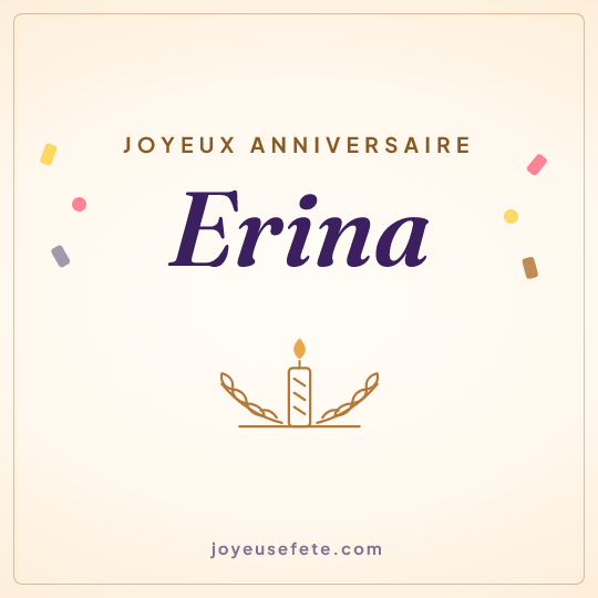 Image carrée « Joyeux anniversaire Erina » pour WhatsApp