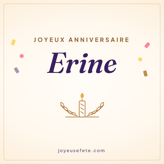 Image carrée « Joyeux anniversaire Erine » pour WhatsApp