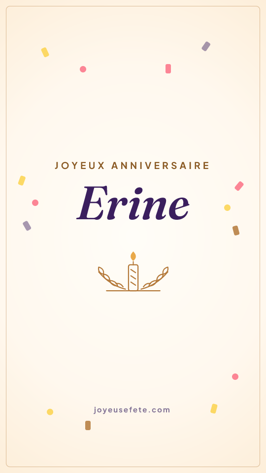 Image « Joyeux anniversaire Erine » au format story