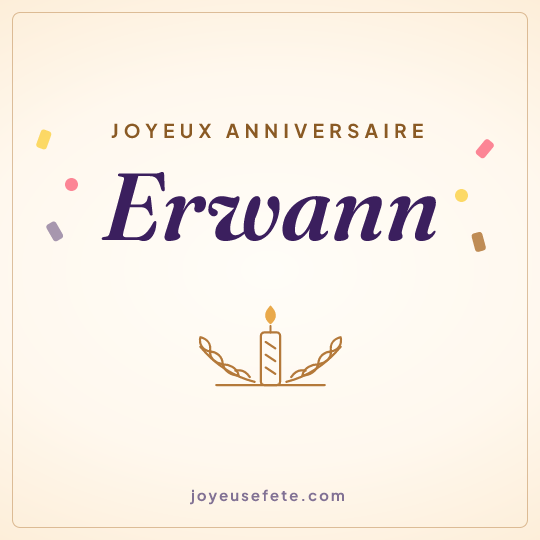 Image carrée « Joyeux anniversaire Erwann » pour WhatsApp