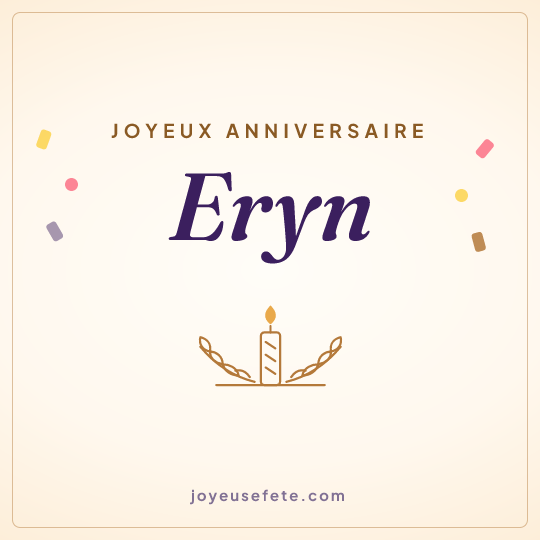 Image carrée « Joyeux anniversaire Eryn » pour WhatsApp