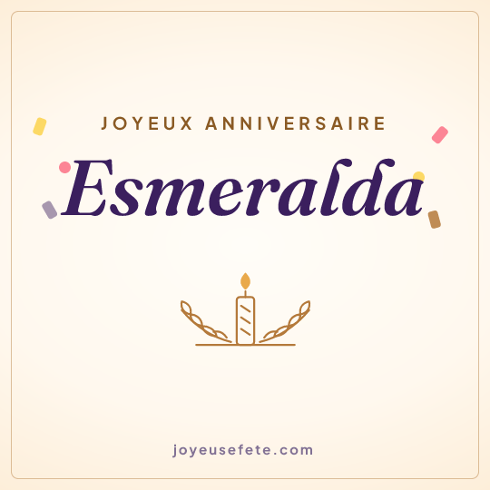 Image carrée « Joyeux anniversaire Esmeralda » pour WhatsApp