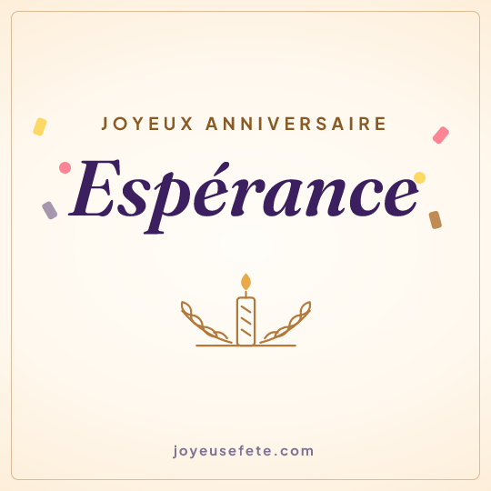 Image carrée « Joyeux anniversaire Espérance » pour WhatsApp