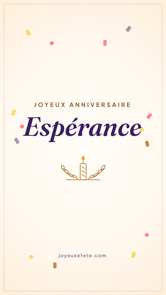 Image « Joyeux anniversaire Espérance » au format story