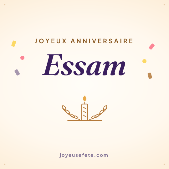 Image carrée « Joyeux anniversaire Essam » pour WhatsApp