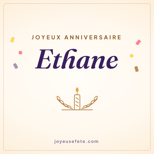 Image carrée « Joyeux anniversaire Ethane » pour WhatsApp