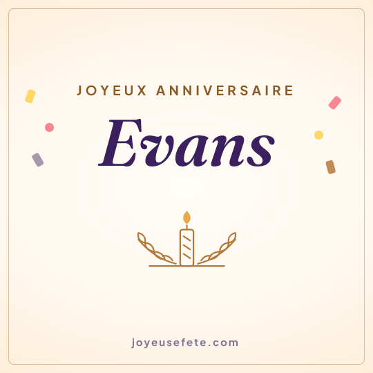 Image carrée « Joyeux anniversaire Evans » pour WhatsApp