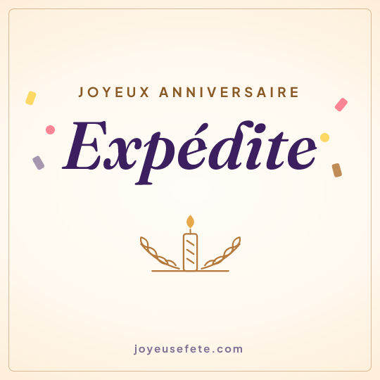 Image carrée « Joyeux anniversaire Expédite » pour WhatsApp