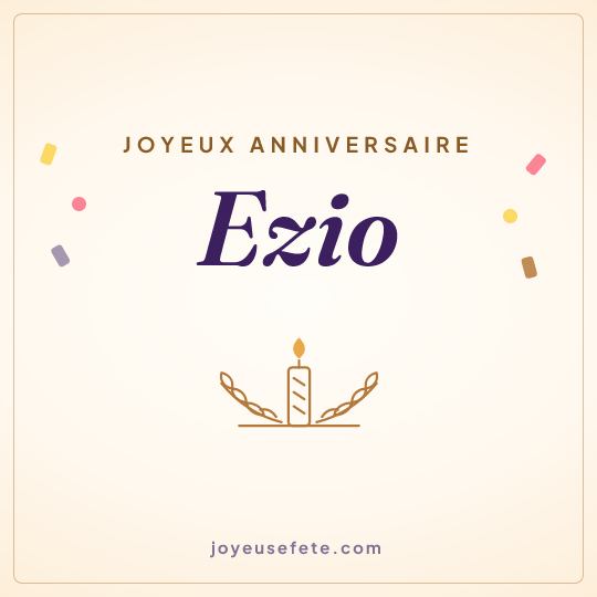 Image carrée « Joyeux anniversaire Ezio » pour WhatsApp