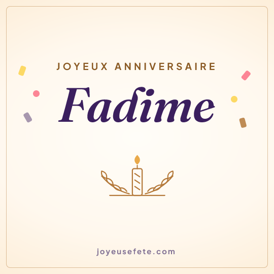 Image carrée « Joyeux anniversaire Fadime » pour WhatsApp