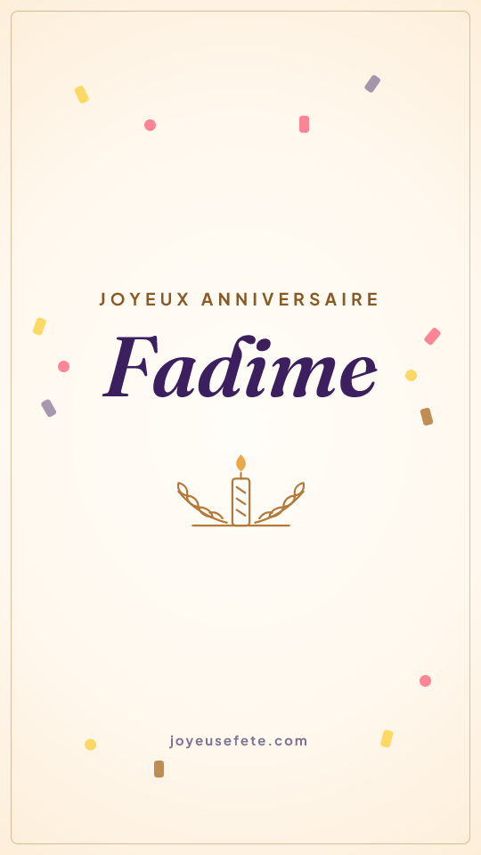 Image « Joyeux anniversaire Fadime » au format story