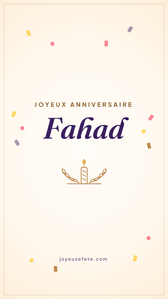 Image « Joyeux anniversaire Fahad » au format story