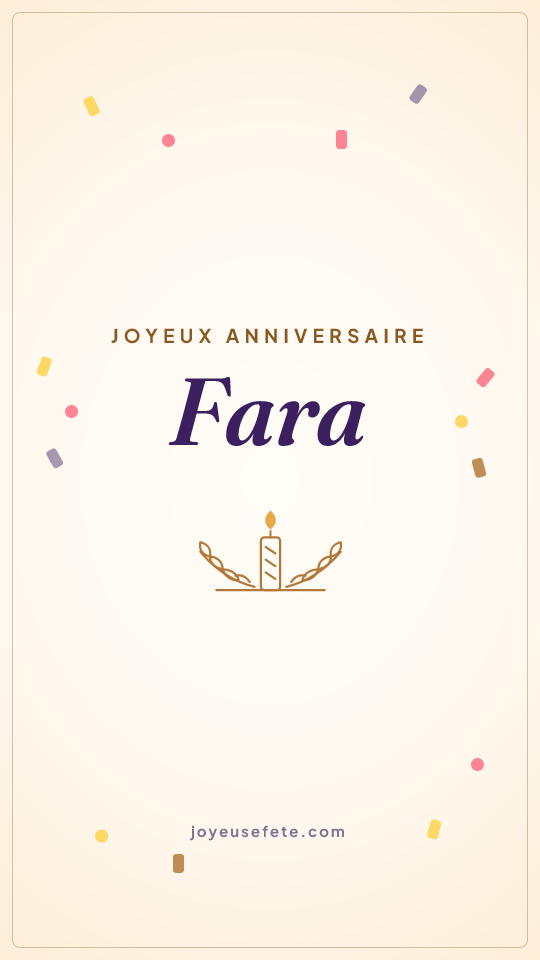 Image « Joyeux anniversaire Fara » au format story