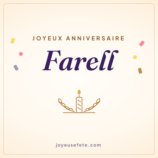 Image carrée « Joyeux anniversaire Farell » pour WhatsApp