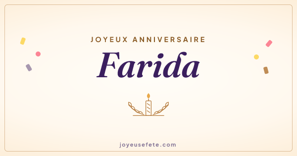 Image « Joyeux anniversaire Farida » au format large