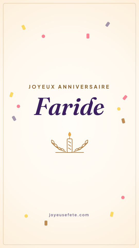 Image « Joyeux anniversaire Faride » au format story