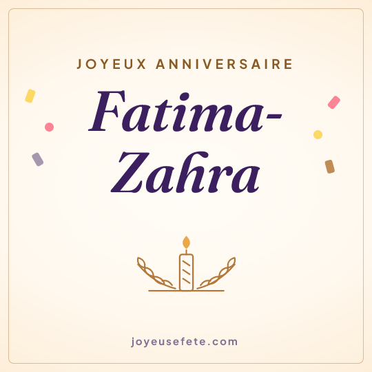 Image carrée « Joyeux anniversaire Fatima-Zahra » pour WhatsApp