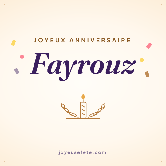 Image carrée « Joyeux anniversaire Fayrouz » pour WhatsApp