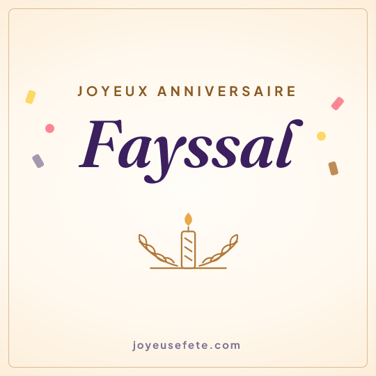 Image carrée « Joyeux anniversaire Fayssal » pour WhatsApp
