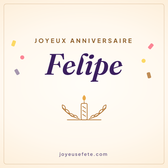 Image carrée « Joyeux anniversaire Felipe » pour WhatsApp