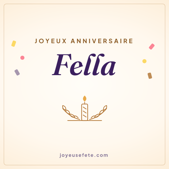 Image carrée « Joyeux anniversaire Fella » pour WhatsApp