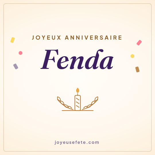 Image carrée « Joyeux anniversaire Fenda » pour WhatsApp