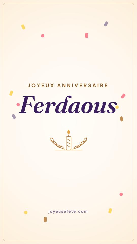 Image « Joyeux anniversaire Ferdaous » au format story