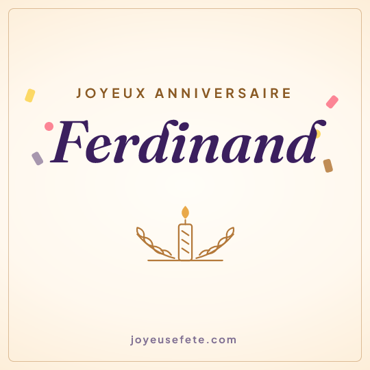 Image carrée « Joyeux anniversaire Ferdinand » pour WhatsApp