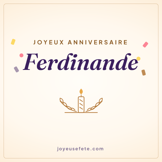 Image carrée « Joyeux anniversaire Ferdinande » pour WhatsApp