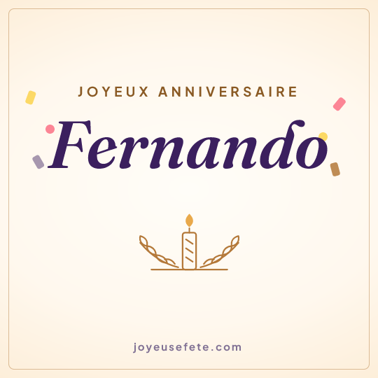 Image carrée « Joyeux anniversaire Fernando » pour WhatsApp