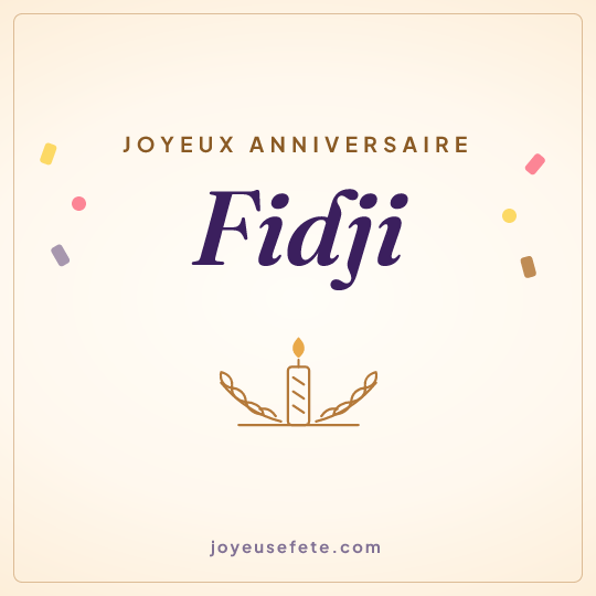 Image carrée « Joyeux anniversaire Fidji » pour WhatsApp