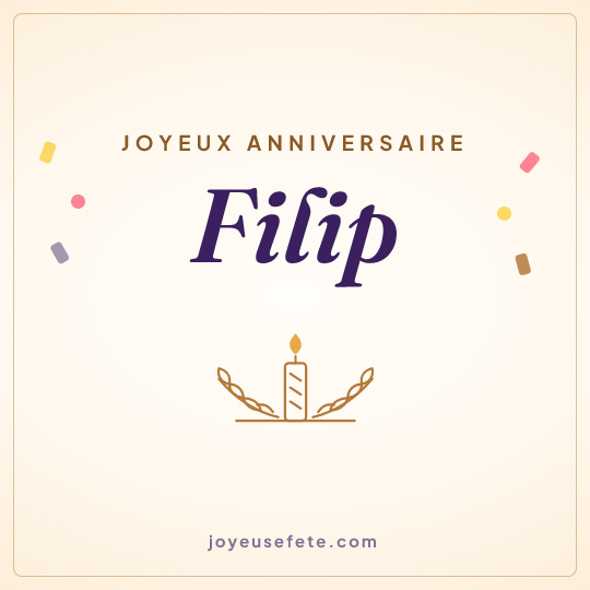 Image carrée « Joyeux anniversaire Filip » pour WhatsApp