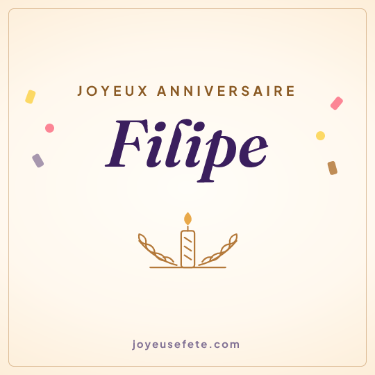 Image carrée « Joyeux anniversaire Filipe » pour WhatsApp