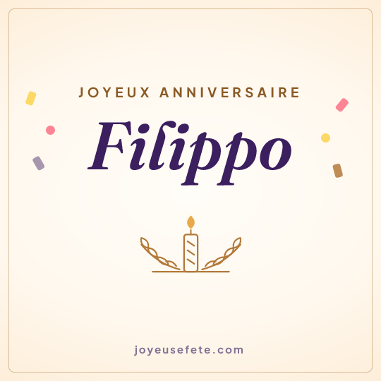 Image carrée « Joyeux anniversaire Filippo » pour WhatsApp