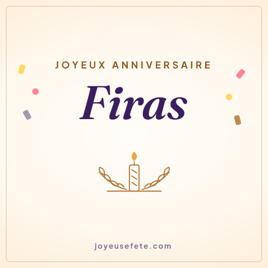 Image carrée « Joyeux anniversaire Firas » pour WhatsApp