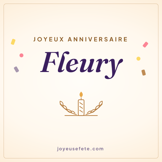 Image carrée « Joyeux anniversaire Fleury » pour WhatsApp